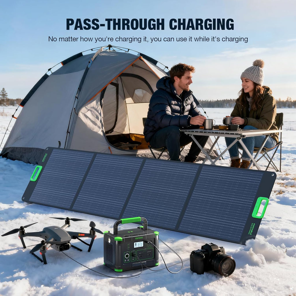 Portable Power Station 1000W, 999Wh Solar Powered Generator with 110V AC Outlet, PD 60W Fast Charging Backup Lithium Battery Pack Power Supply for Outdoor Home Camping Travel Emergency RV Van
