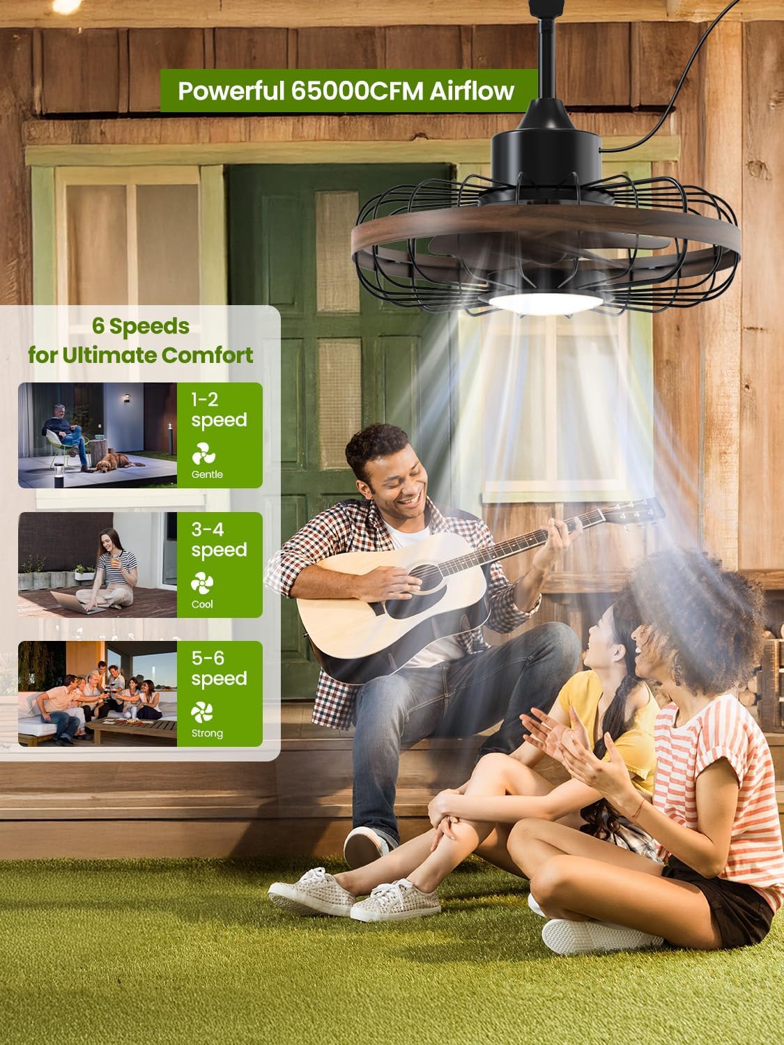 Outdoor Ceiling Fans with Light for Patios, 18 Inch Ceiling Fan Smart APP & Remote Control, 6 Speeds, 3 Color Temperatures, Gazebo Lights Outdoor Ceiling Fans for Patio Waterproof,Porch