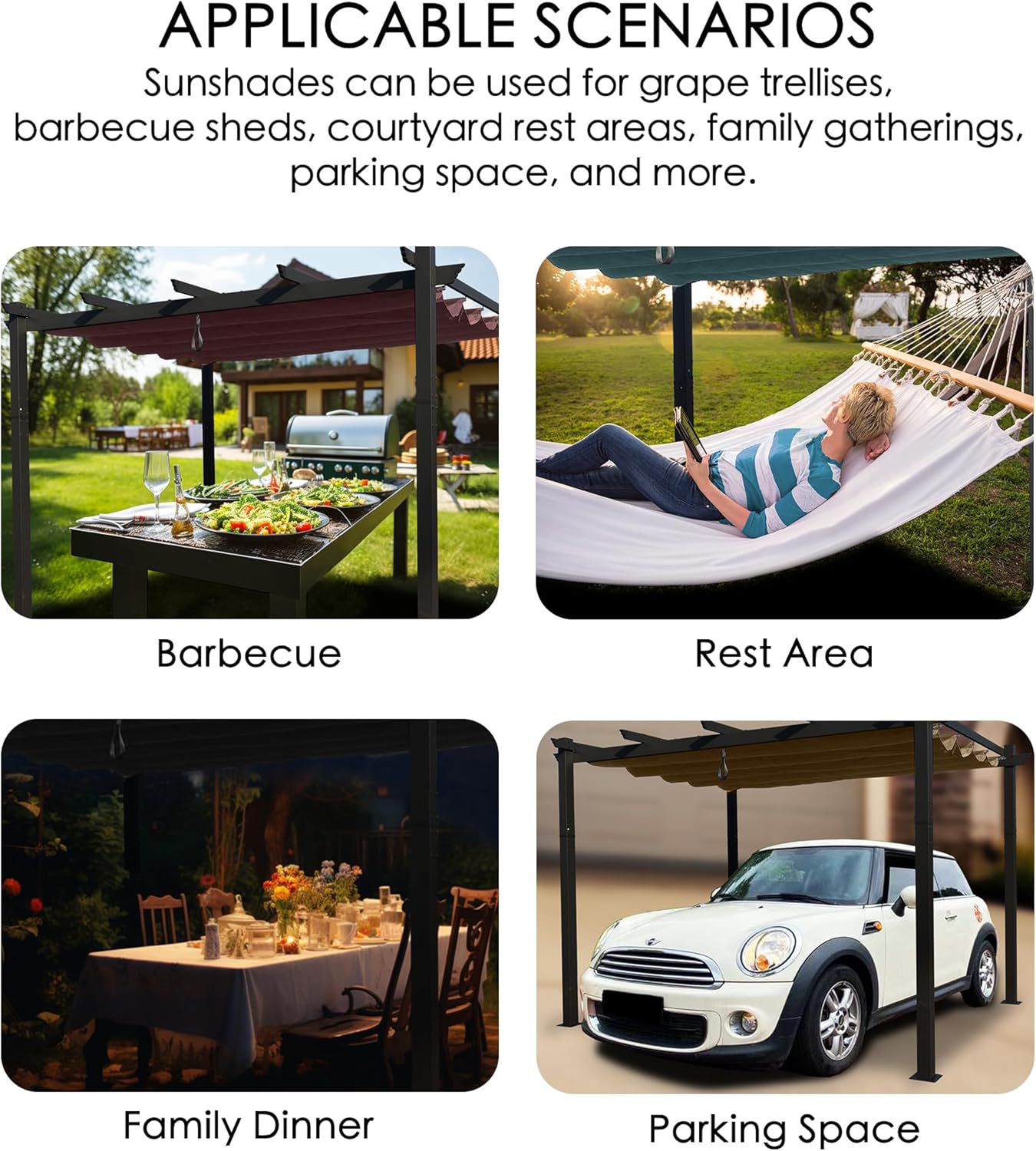 Kozyard Morgan Outdoor Retractable Pergola with Sun Shade Canopy Patio Aluminum Pergola Shelter for Backyard Deck Garden Modern Metal Grill Gazebo (10' x 12', Blue)