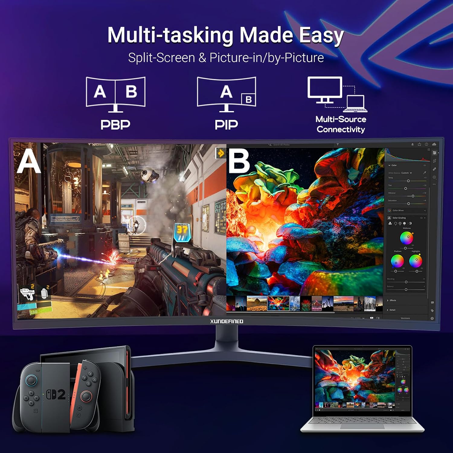 34' Curved Ultrawide Monitor with Speakers, 180Hz WQHD 3440x1440 1500R Wide Gaming Monitors, 4000:1 Contrast, 126% sRGB, HDR10, PIP/PBP, FreeSync, 1ms, Height/Swivel/Tilt Adjustable, HDMI x2, DP x2