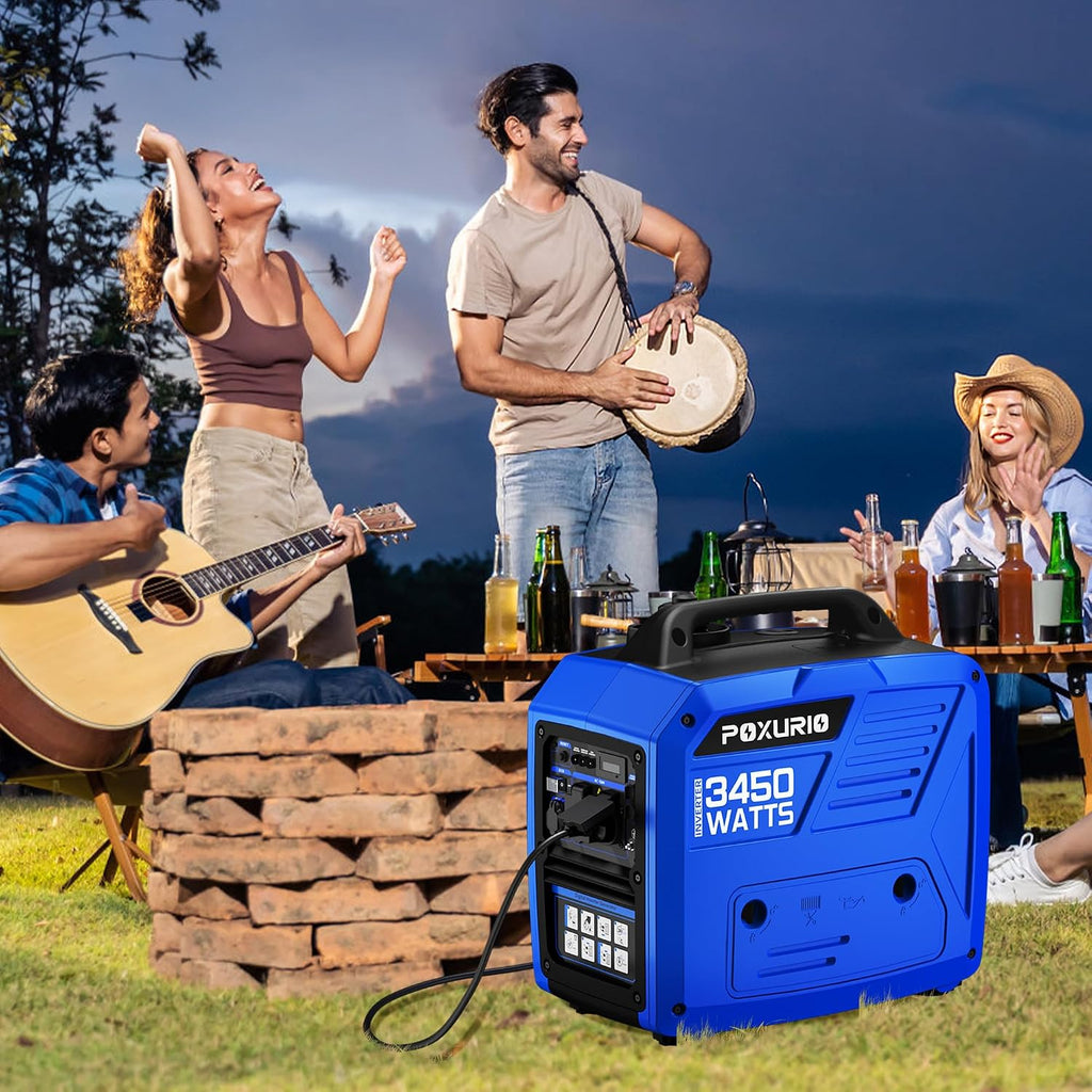3450-Watt Portable Inverter Generator for Camping & RV, 1.6 Gallon Gas Tank for 8.3 Hours Use, 120V Gas Powered Generator Ultra-Quiet Operation, EPA Compliant, Blue