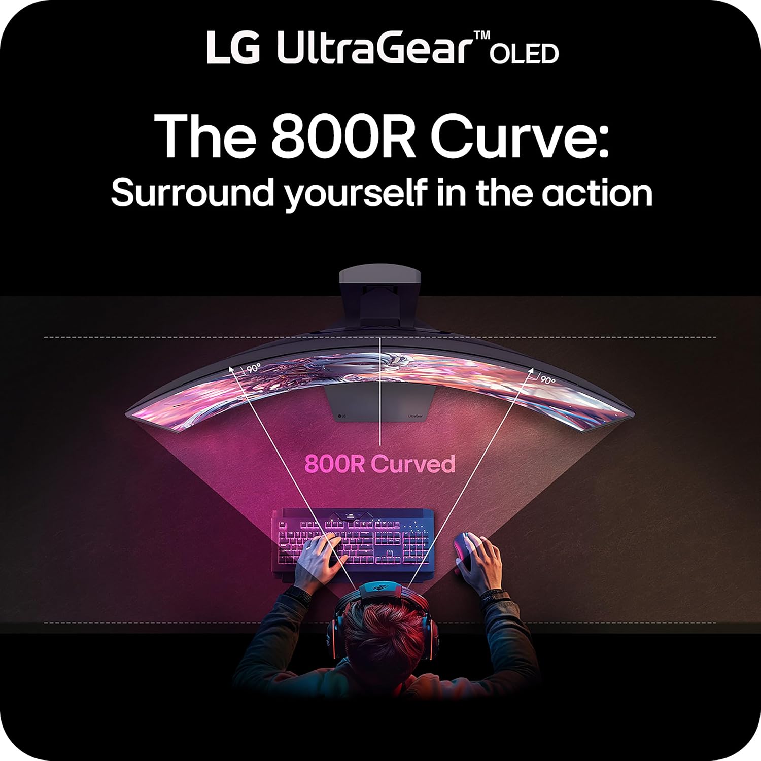 LG 45GX900A-B 45-Inch Ultragear WQHD (3440 x 1440) OLED Curved Gaming Monitor, 240Hz, 0.03ms, NVIDIA G-Sync, VESA DisplayHDR True Black 400, HDMI 2.1, DisplayPort, USB Type-C PD 65W, Black