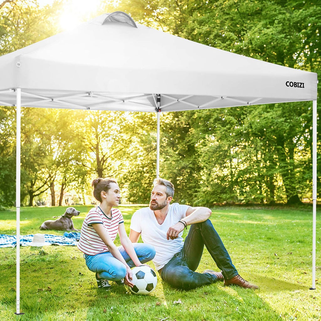 COBIZI Canopy 10'x10' Ez Up Canopy Waterproof Pop up Tent with 4 Removable Sidewalls, Commercial Instant Canopy with Air Vent, 4 Weight Bags, Carry Bag(10x10ft with 4 Sides & 4 Sandbags, Claret)
