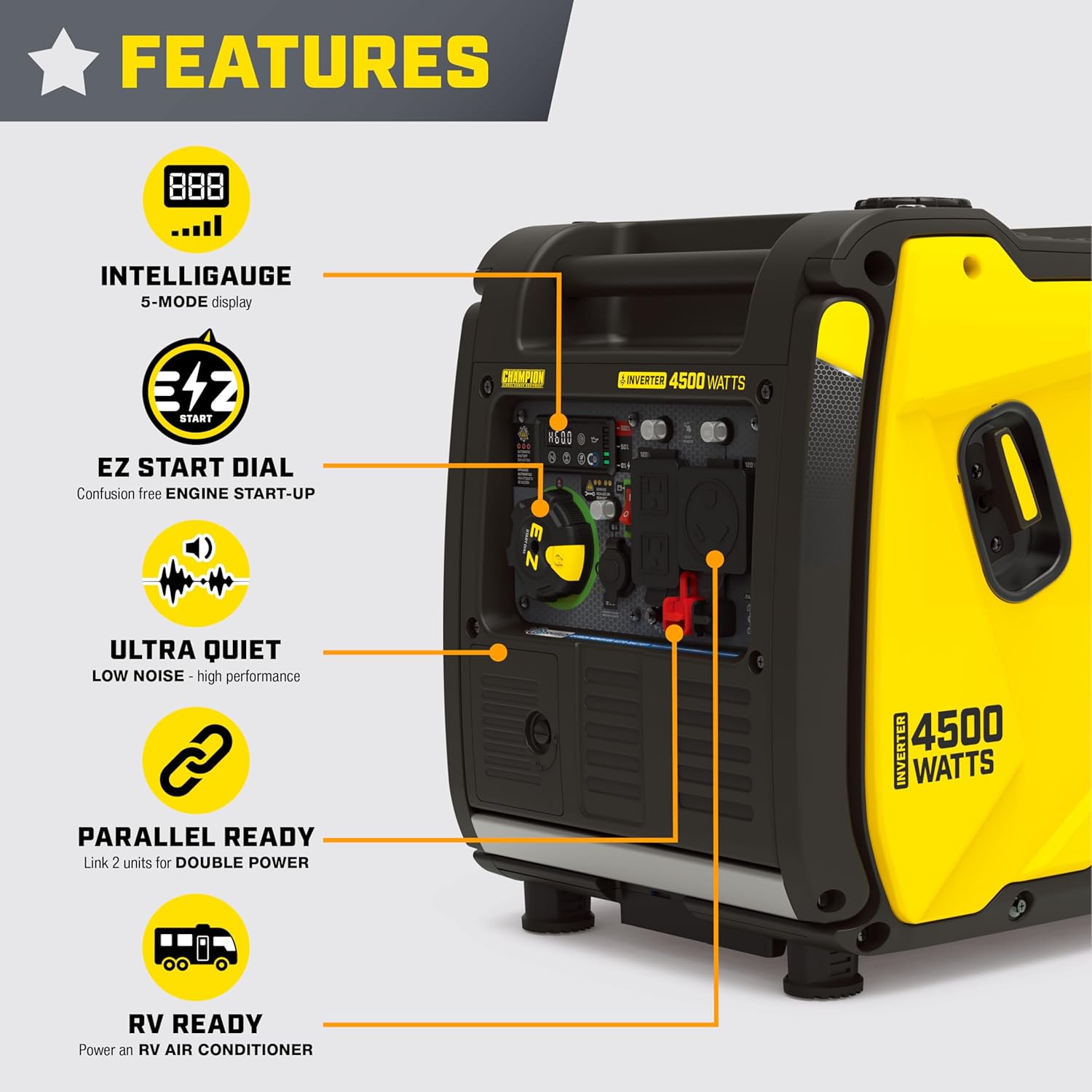 Champion Power Equipment 4500-Watt Wireless Remote Start Inverter Generator with Quiet Technology and CO Shield