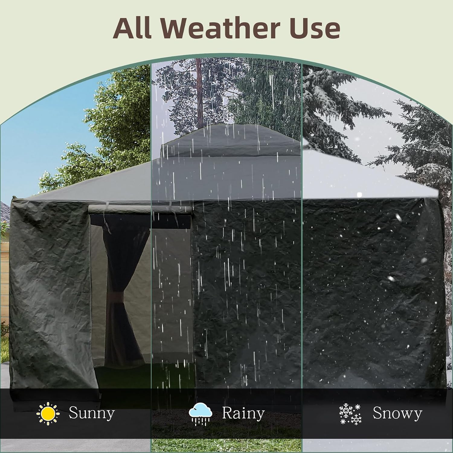 Domi 10' x10' Winter Gazebo Cover for Hardtop Gazebos, Universal Gazebo Cover with Sidewalls and Mesh Windows, All Season Waterproof Enclosed Cover for Outdoor, Gray