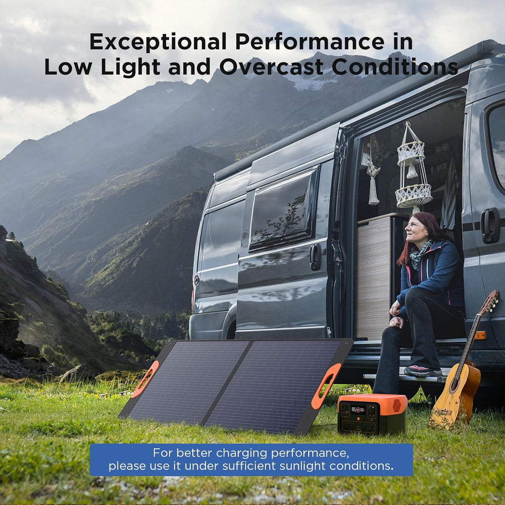 ZOUPW 110 Watt Portable Solar Panel for Jackery Explorer 300/500/Ecoflow/Anker Solix/Bluetti, Foldable Monocrystalline Solar Charger IP67 Waterproof Offgrid Power for Camping RV Battery Backup