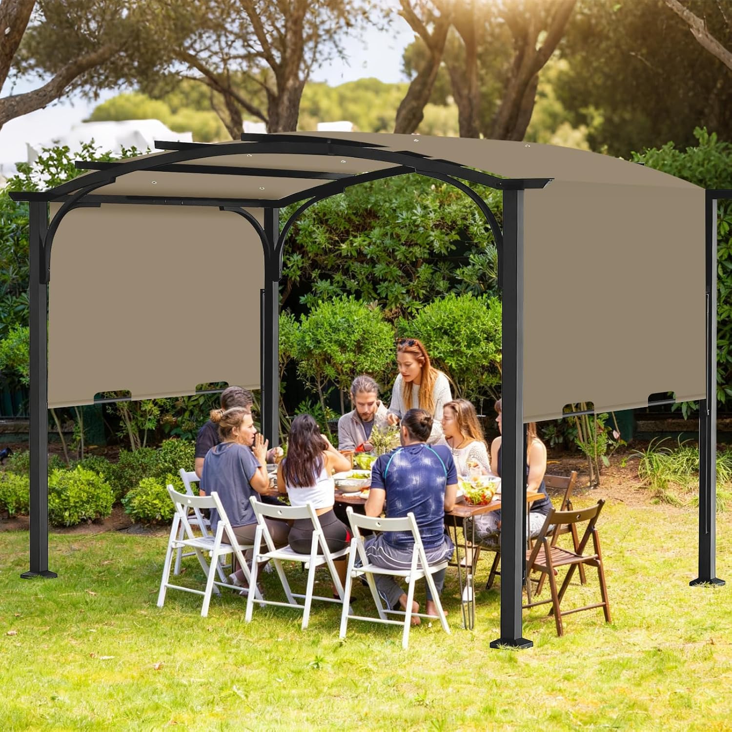 Pergola Canopy Replacement Cover for Lowe's Allen + Roth 10x10 Ft Freestanding Pergola, 200' x 103' Shade Cover, Compatible with Model #L-PG152PST-B,Cover Only (Khaki)