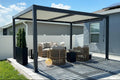 PURPLE LEAF Louvered Pergola 10' x 14' Outdoor Aluminum Pergola with White Adjustable Rainproof Roof Grey Frame Hardtop Gazebo for Patio Deck Garden