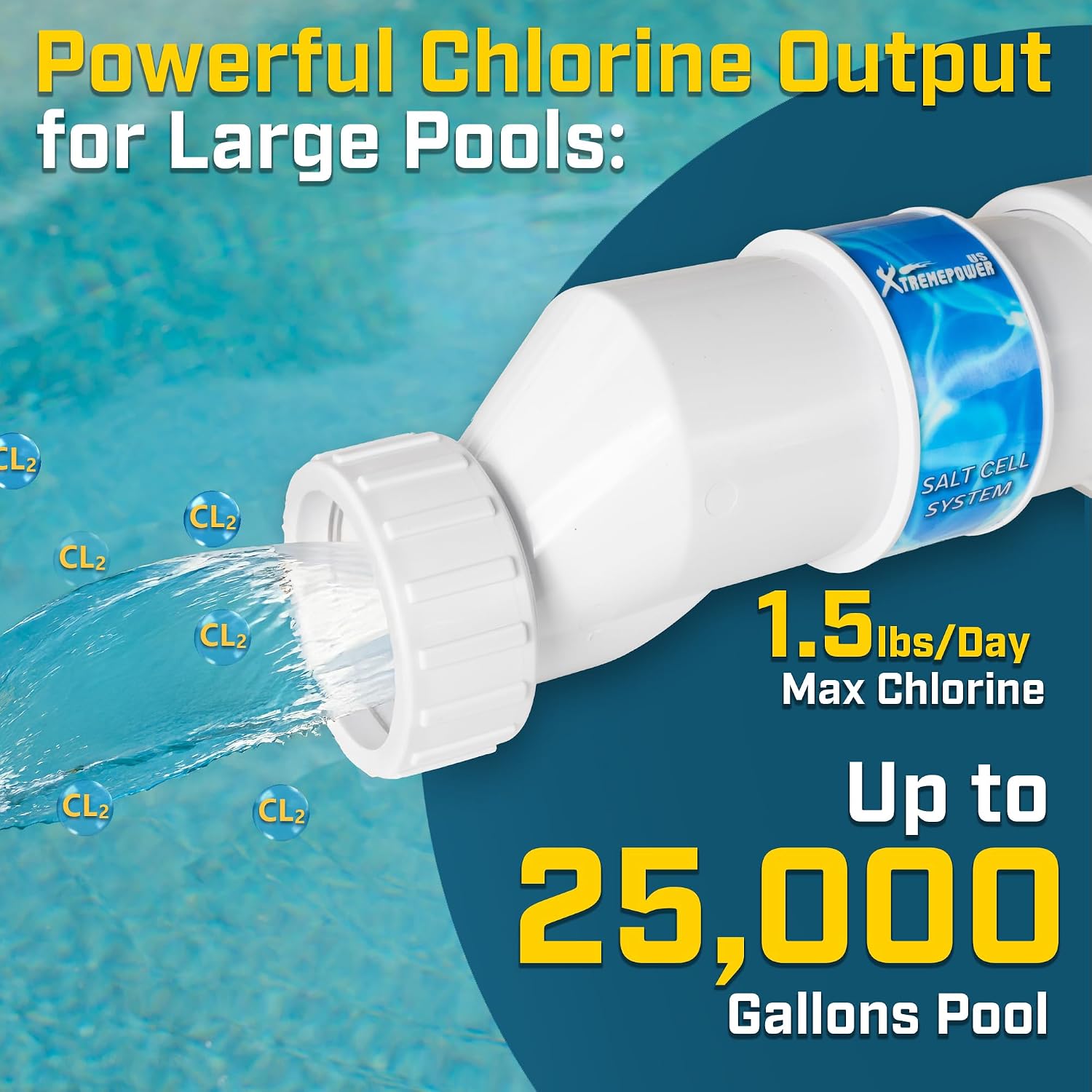 XtremepowerUS Pool Salt Cell Chlorinator Replacement Compatible with Hayward W3AQR9 In-Ground Temp. Sensor Up to 25,000 Gallons w/Cleaning Stand