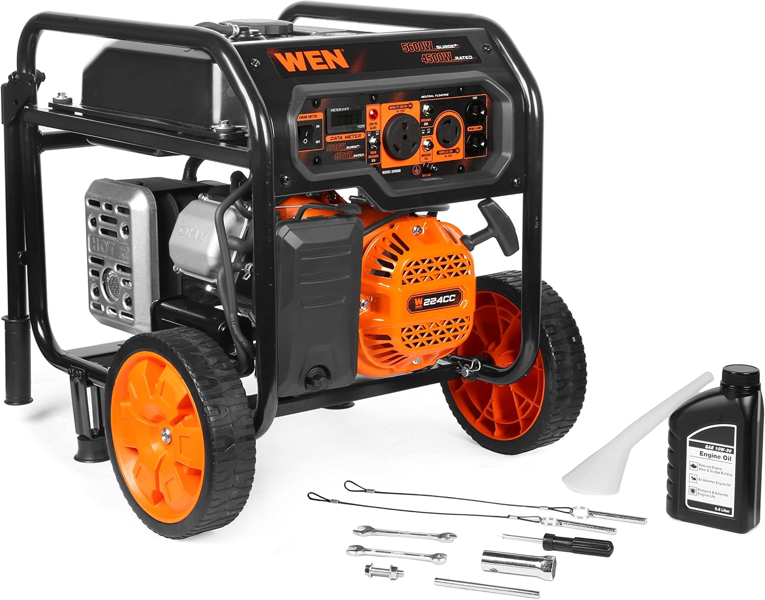 WEN 5600-Watt Portable Generator, 224cc, Transfer-Switch and RV-Ready (GN5600)