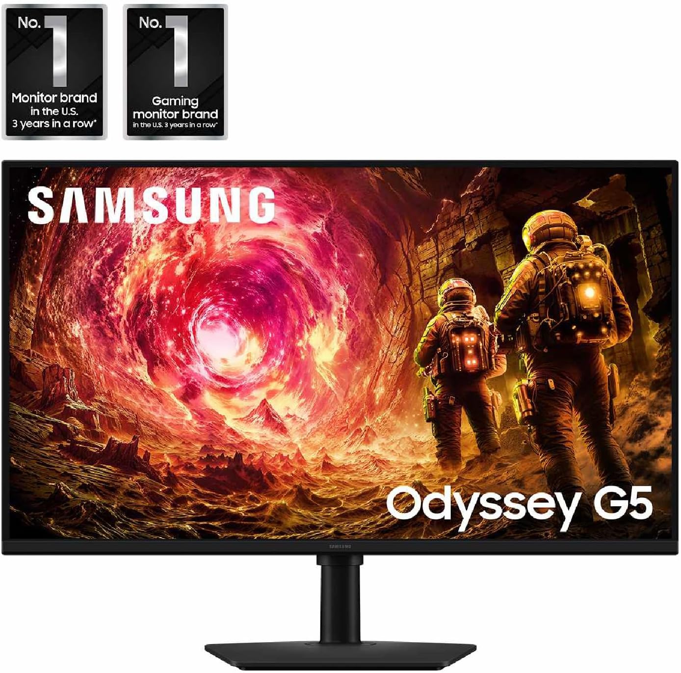 Samsung 27' Odyssey G5 G50F QHD Resolution Gaming Monitor, 180Hz Refresh Rate, Fast IPS Panel, HDR10, NVIDIA G-Sync Compatible, 1ms Response Time (GtG), AMD FreeSync™, Adjustable Stand, LS27FG502ENXZA