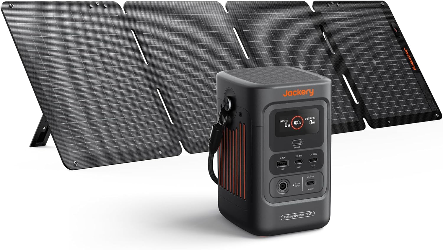 Jackery Explorer 240D Power Bank, 256Wh LiFePO4 Battery Portable Power Station, Charging Cable Included with 100W Soalr Panel