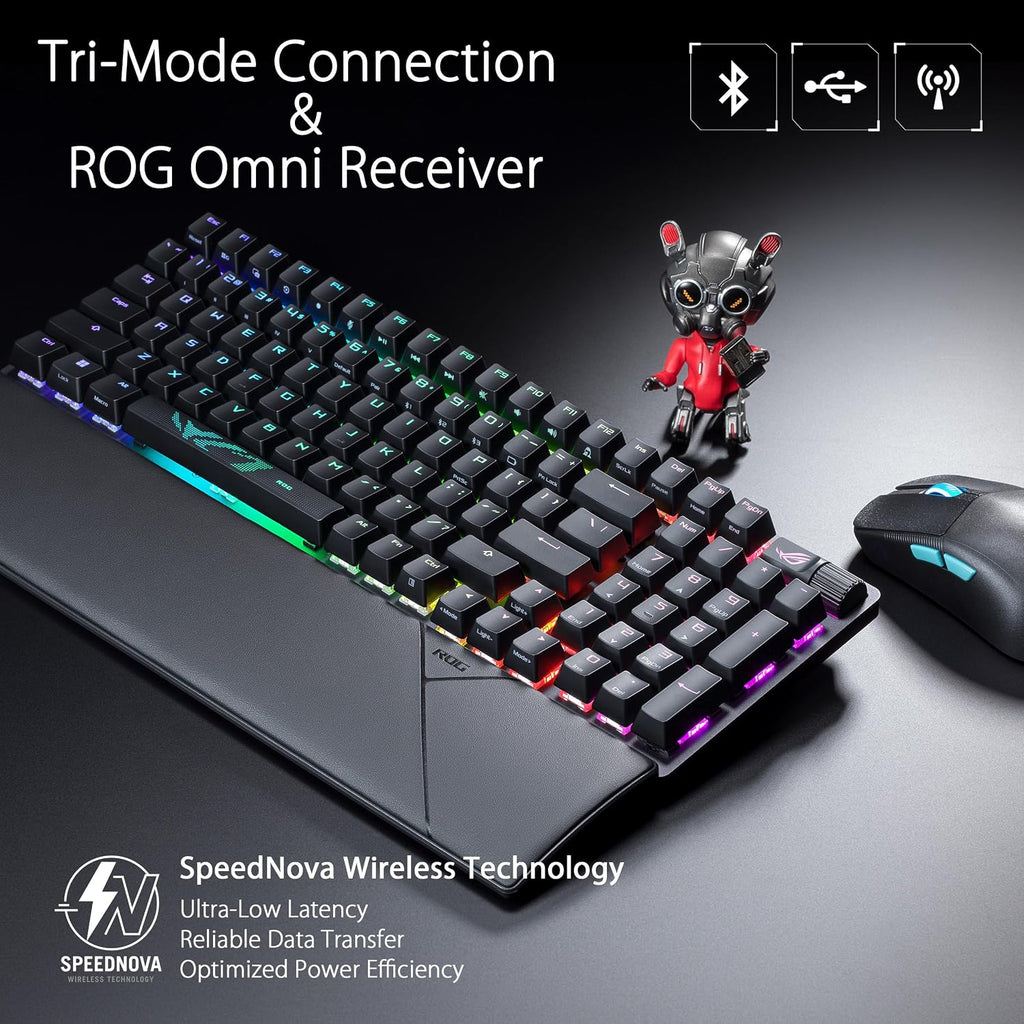 ASUS ROG Strix Scope II 96 Wireless Gaming Keyboard & ROG Spatha X Wireless Gaming Mouse (Magnetic Charging Stand