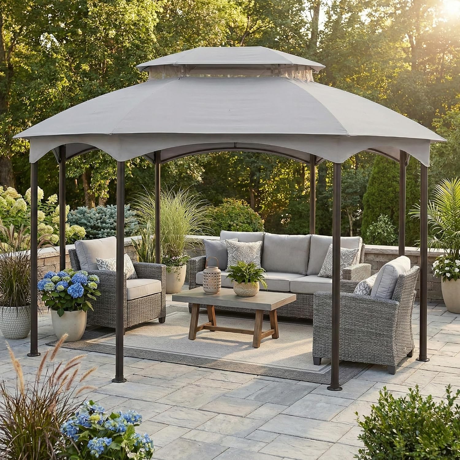 Garden Winds Reinforced RipLock 350 Replacement Canopy Top Cover Compatible with Manhattan 10' x 12' Gazebo Model L-GZ1138PST - Slate Gray