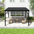 MUPATER 8x10 FT Wall-Mounted Lean-to Gazebo, Outdoor Pergola Gazebo with Drainage System & Triangle Structure, Outdoor Patio Lean-to Gazebo Awnings for Deck, Porch, Backyard and Patio, Black