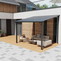 OC Orange-Casual 8x10 FT Patio All-Iron Gazebo,Hard Top Lean to Gazebo Pergola with Roof,Wall Mounted Heavy Duty Awnings, for Outdoor, Backyard, Deck