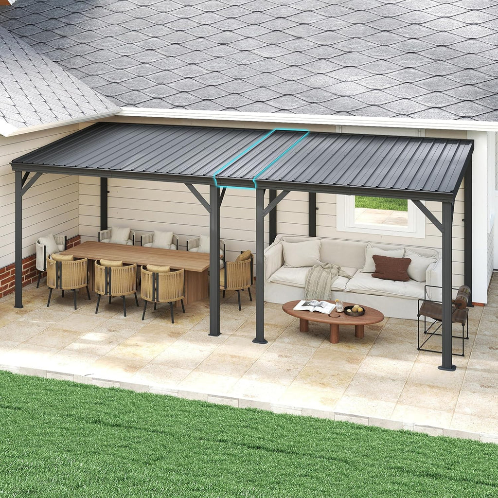 Domi Wall Mounted Gazebo Connector Kit for 8ft Width Outdoor Lean-to Gazebos, Pre-Assembled Rustproof Expansion Linker for 8'x8' and 8'x10' Hardtop Gazebos, Gray
