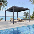 10x12 FT Louvered Pergola, Outdoor Pergola With Adjustable Louvered Roof, Large Patio Aluminum Pergolas for Deck Garden Backyard