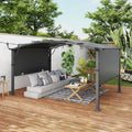 10' x13' Arched Outdoor Pergola for Deck, Outdoor Retractable Pergola with Canopy and Hardware, Small Aluminum Frame with Canopy Fixed in Various Positions (Grey)