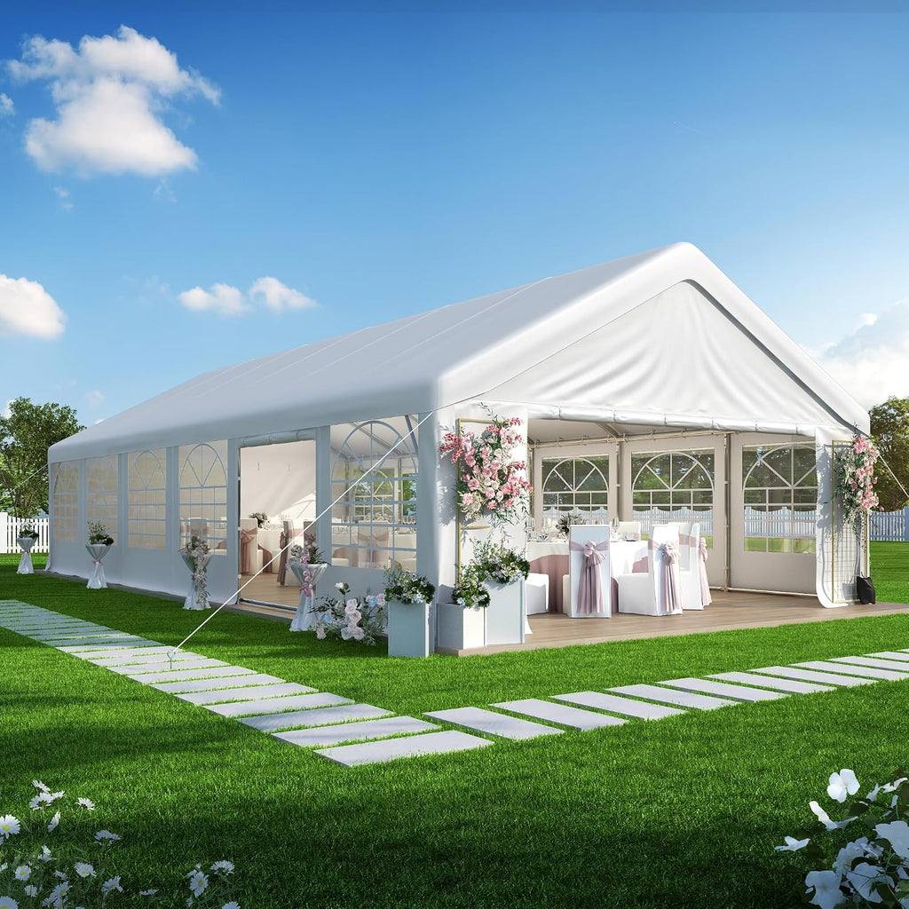 GARTOO 20' x 40' Outdoor Party Tent – Heavy Duty Wedding & Event Canopy Gazebo with 4 Sandbags for Backyard Celebrations, Outdoor Event, Wedding, Birthday Party