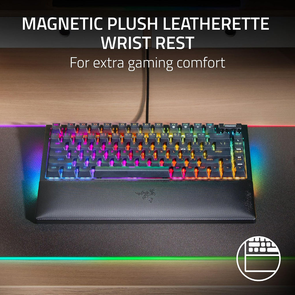 Razer BlackWidow V4 75% Mechanical Gaming Keyboard: Hot Swappable Design - Compact & Durable - Orange Tactile Switches - Chroma RGB - Roller & Media Keys - Wrist Rest Snap Tap - Black