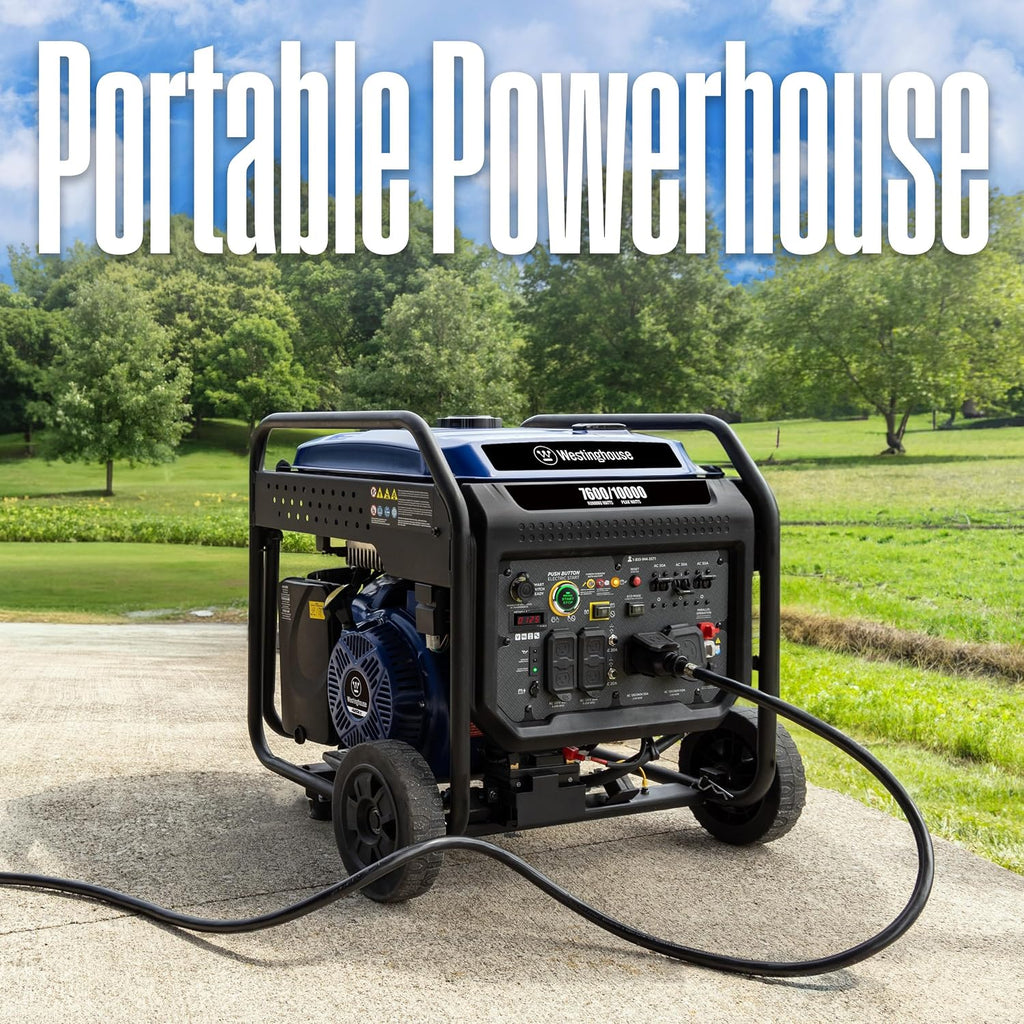 Westinghouse 10000 Peak Watt Portable Open Frame Inverter Generator, Remote Electric Start with Auto Choke, Transfer Switch Ready, Gas Powered, CO Sensor