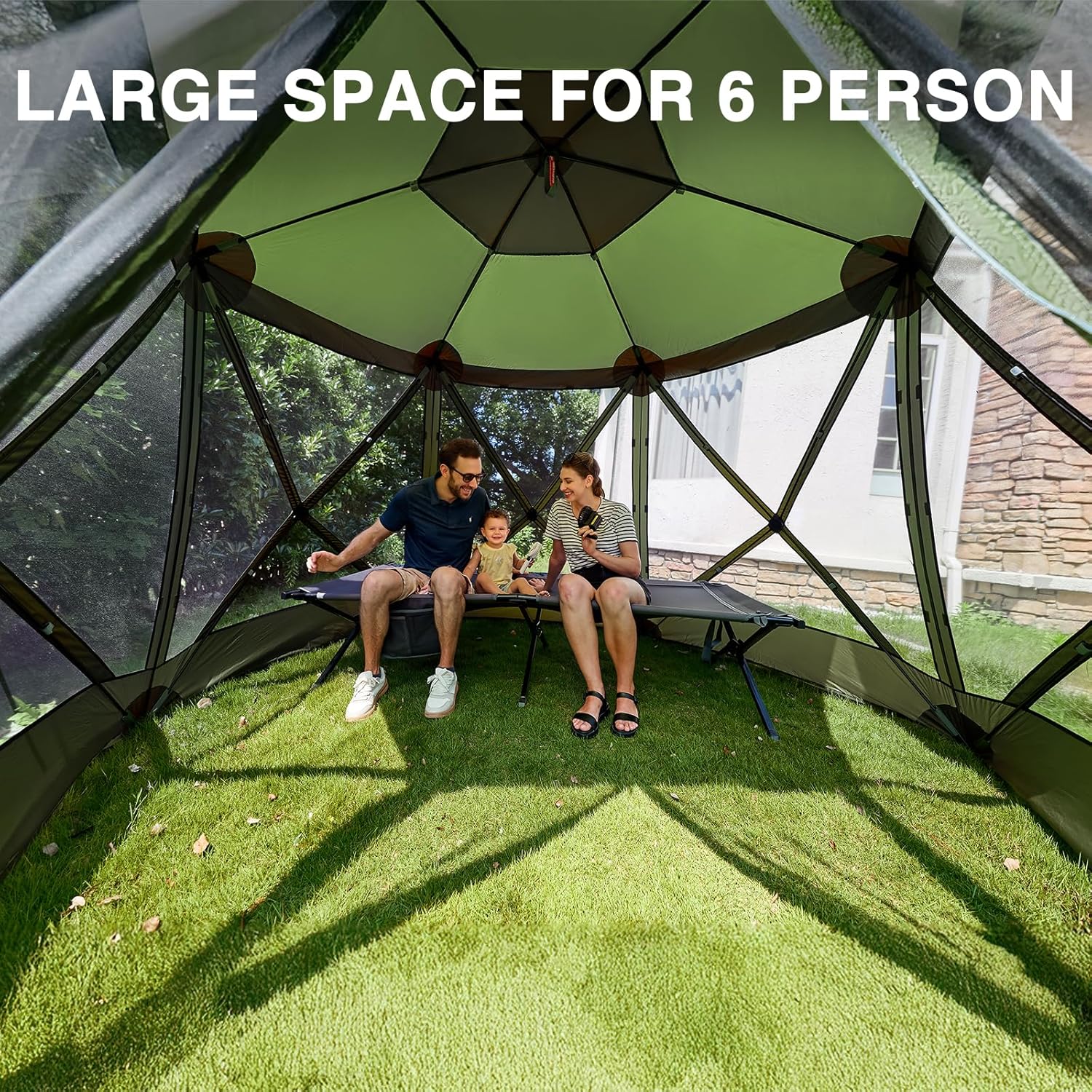 EVER ADVANCED Pop up Screen House Tent for Camping 11.5 x 9.8 ft, Instant Screened Gazebo Canopy with Netting, Portable Shelter Enclosure for Outdoor, Backyard