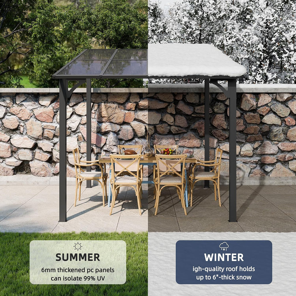 JY QAQA 8x10FT Outdoor Pergola, Gazebo Pergola with Sloped Roof, Large Wall Mounted Heavy Duty Awning for Patio, Deck, Backyard Outdoor pergola