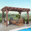 Backyard Discovery Somerville 14 x 10 Walnut All Cedar Pergola, Durable, Quality Supported Structure, Snow and Wind Supported, Rot Resistant, Electrical Outlet with USB, Deck, Garden, Patio