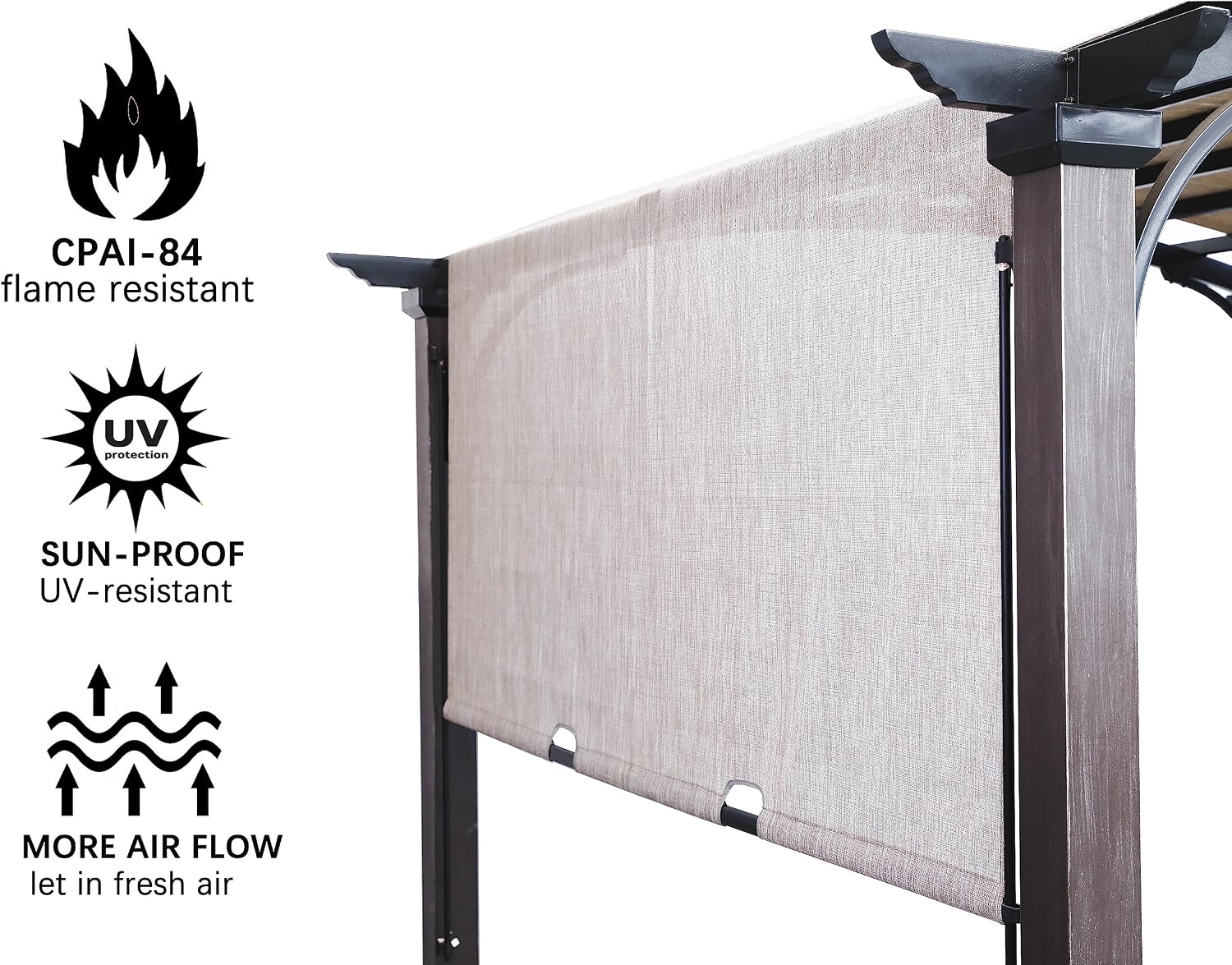 SCOCANOPY Replacement Sling Top Compatible with Lowe's Allen + roth 10 ft x 10 ft Freestanding Pergola, L-PG152PST-B (Size: 200' (L) x 103' (W)),Gray