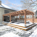 BlueWish 12'x20' Outdoor Pergola with 5.5' Thick Wind Support Structure, Cedar Wood Patio Pergolas, Pergola Kits Backyard Gazebo with Stakes for Deck Grill Party Garden