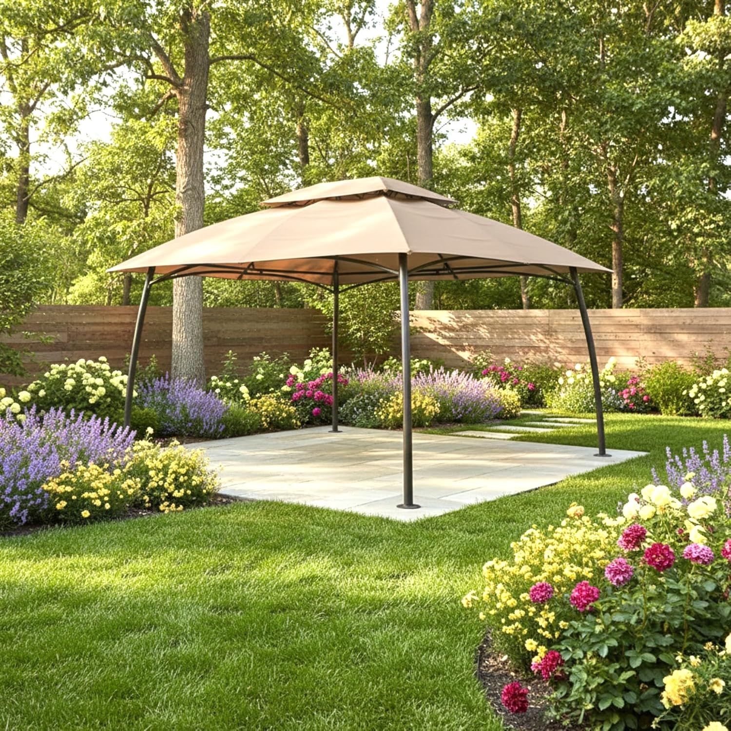 Garden Winds Reinforced Replacement Canopy Top Cover Compatible with The 96139H Barton 10' x 13' Gazebo - Classic Sand, Riplock 350