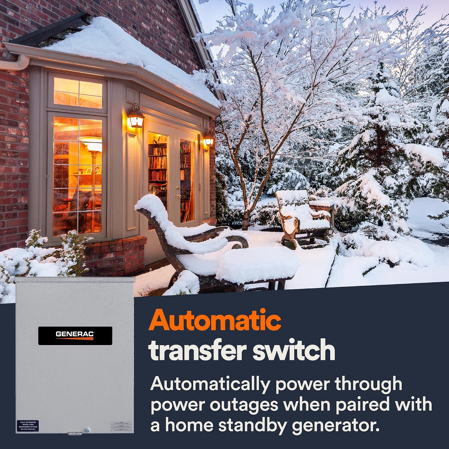 Generac 100-Amp Automatic Generator Transfer Switch, Single Phase, Service Entrance Rated, NEMA 3R Outdoor Enclosure