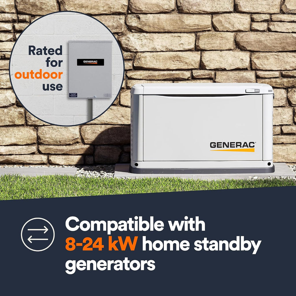 Generac 100-Amp Automatic Generator Transfer Switch, Single Phase, Service Entrance Rated, NEMA 3R Outdoor Enclosure