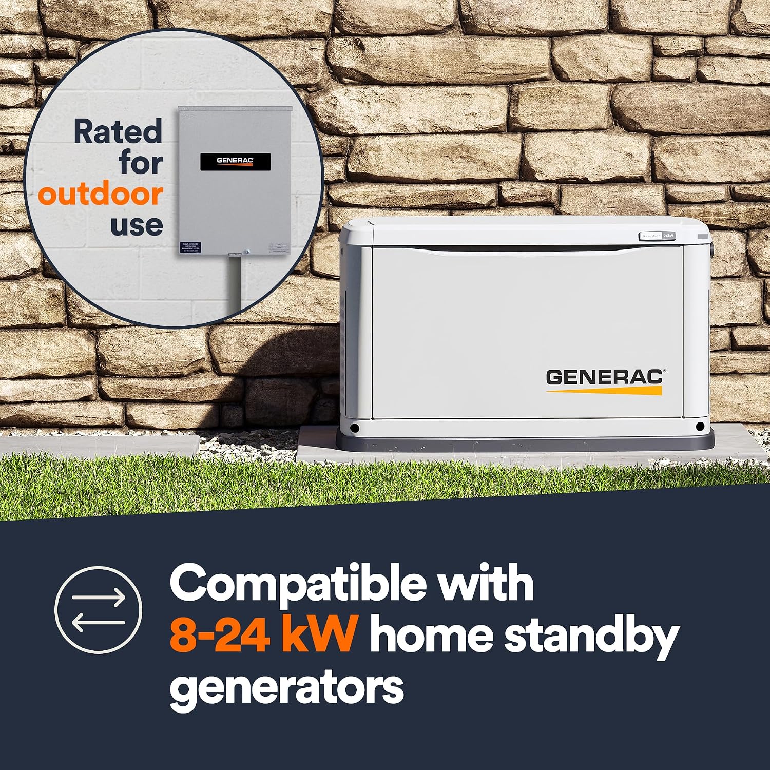 Generac 100-Amp Automatic Generator Transfer Switch, Single Phase, Service Entrance Rated, NEMA 3R Outdoor Enclosure