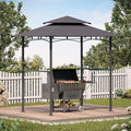 LAUSAINT HOME 8x5 FT Outdoor Grill Gazebo Canopy, BBQ Gazebo with 2-Tier Vented Top, 2 Durable Shelves & Metal Frame Grill Shelter - Perfect for Grilling and Picnics, Dark Gray