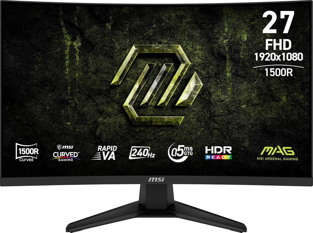 msi MAG 275CF X24 27-inch 1920 x 1080 (FHD) Gaming Monitor, 240Hz, Adaptive-Sync, HDR Ready, HDMI, VGA Port, VESA Mountable, Tilt, 4-Side Slim Bezel, 0.5ms, Black