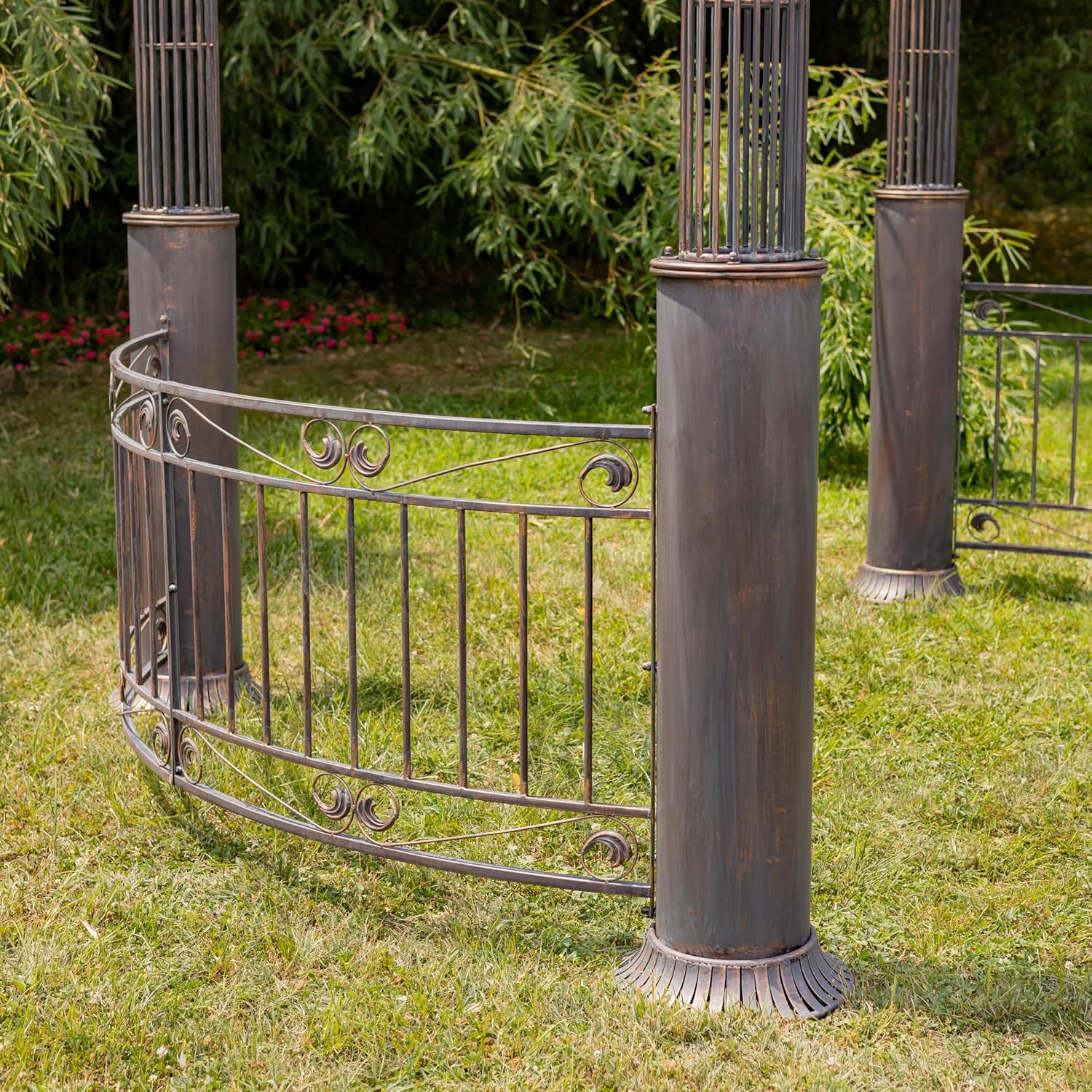 13.8ft. Tall Ornate Round Iron Garden Gazebo Medillín 1972' (Antique Bronze)