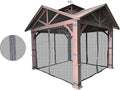 Gazebo Mosquito Netting with Slider Rail for Allen + roth Model #GF-18S112B 10'X10' Wood Looking Hand Paint Metal Square Semi- Gazebo (Screen Net ONLY) (Screen Net with Metal Slider Rail, Black-1)