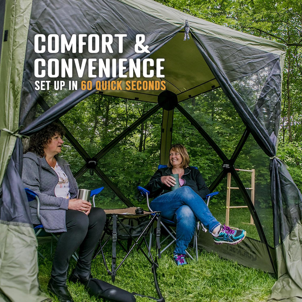 CLAM Quick-Set Pop Up Screen Tent, Traveler, 6 x 6 ft, Instant Setup Green Portable Outdoor Shelter, Compact Bug-Free Canopy Tent for Camping, Fishing, Backyard - Green