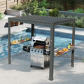 8x5 FT Grill Louvered Pergola for Outdoor Grill, Hardtop Grill Pergola with Built-in Gutter & Adjustable Rainproof Roof, Metal Shelter Gazebo for Patio Backyard Deck -Grey