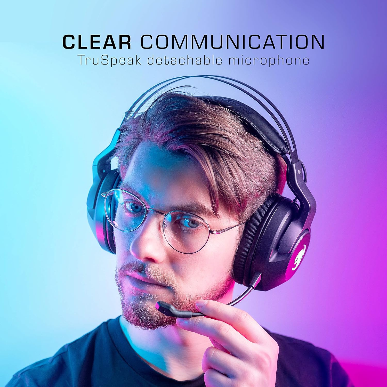 ROCCAT Elo 7.1 Air PC Wireless Gaming Headset, Surround Sound Headphones with Detachable Noise Cancelling Microphone, 50mm Drivers, 24 Hr Battery Life, RGB Lighting, Black