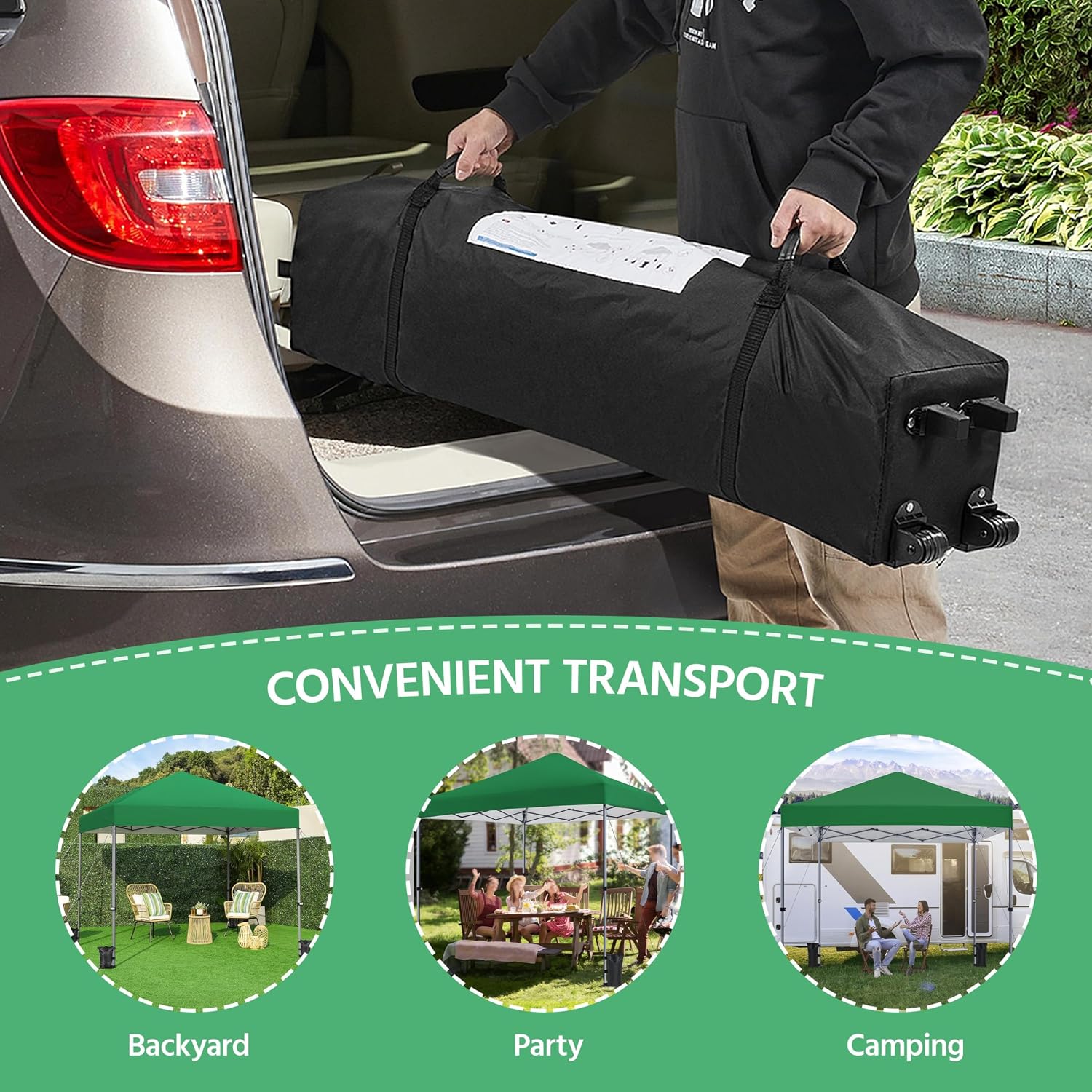 Yaheetech 10x10 Pop Up Canopy Easy Set-up Tent, Portable Outdoor Canopy Instant Tent, Commercial Gazebo with Wheeled Carry Bag & 4 Sandbags for Home, Party & Outdoor Activities, Dark Green