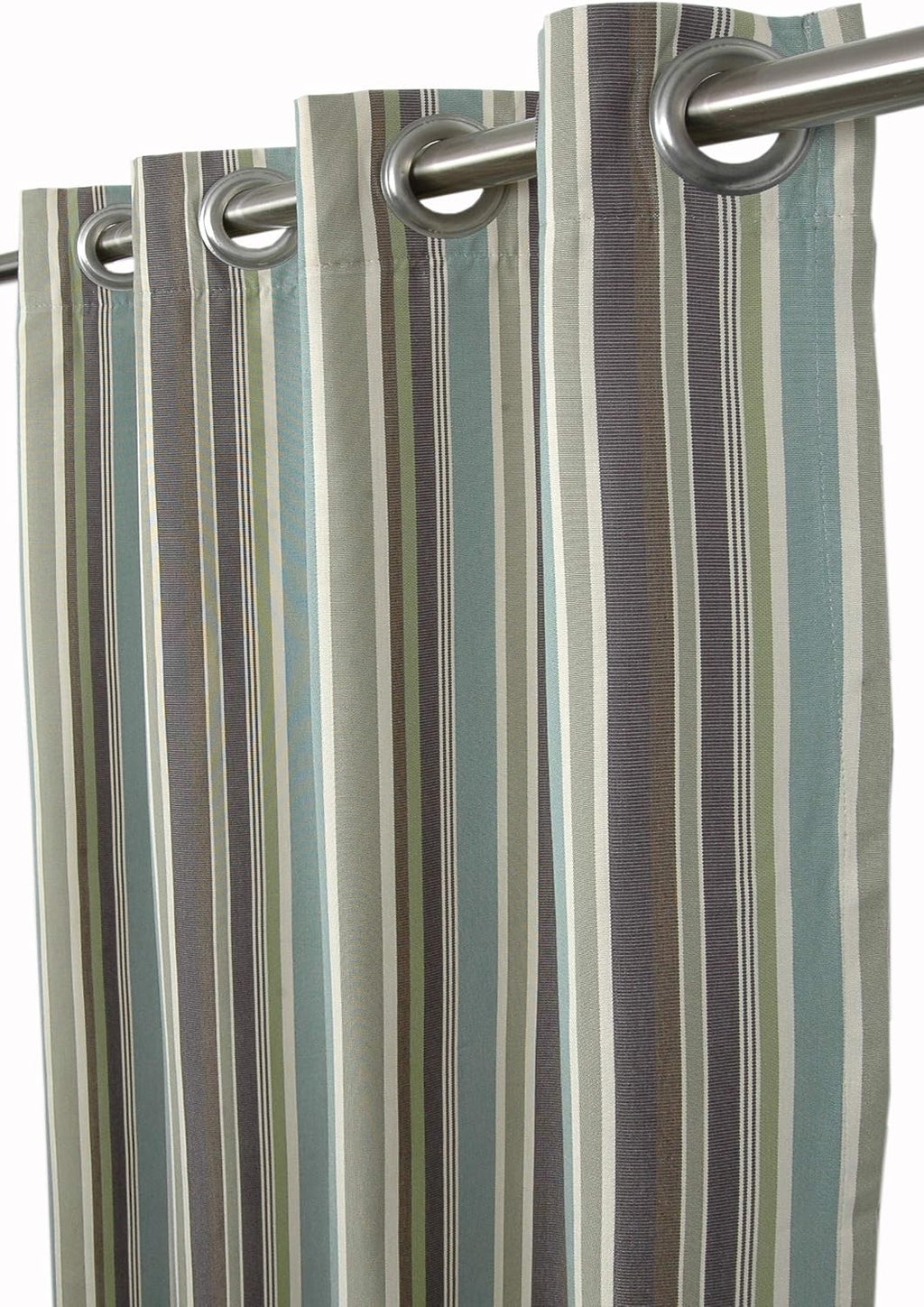 Outdoor/Indoor Sunbrella Curtain 84 inch x 50 inch with 8 Stainless Steel Grommets Brannon Whisper Stripe