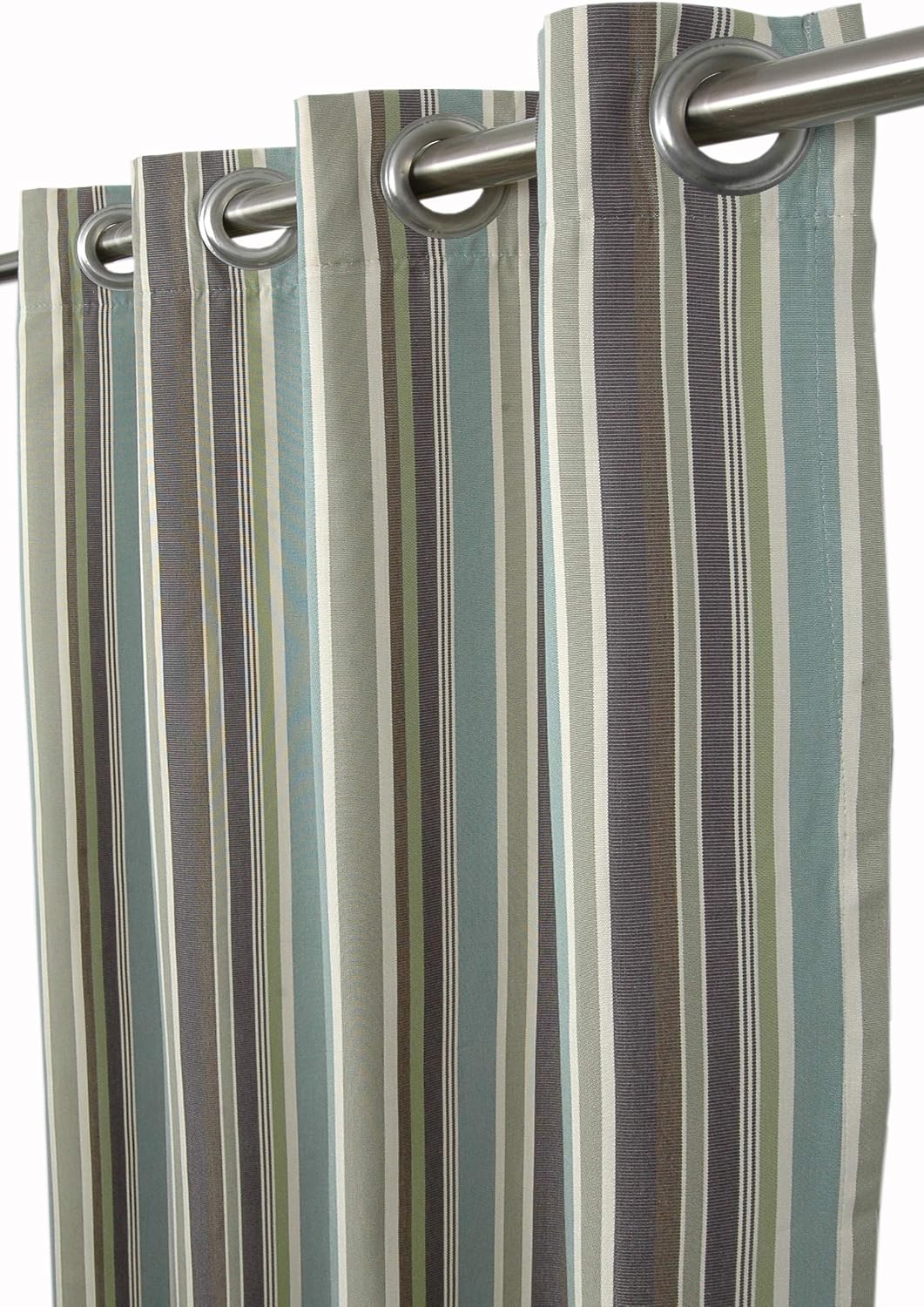 Outdoor/Indoor Sunbrella Curtain 84 inch x 50 inch with 8 Stainless Steel Grommets Brannon Whisper Stripe