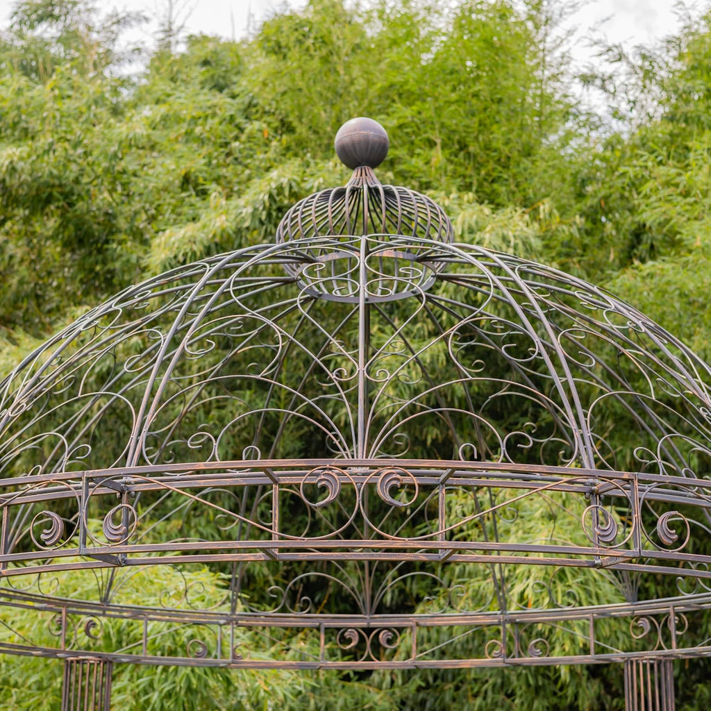 13.8ft. Tall Ornate Round Iron Garden Gazebo Medillín 1972' (Antique Bronze)