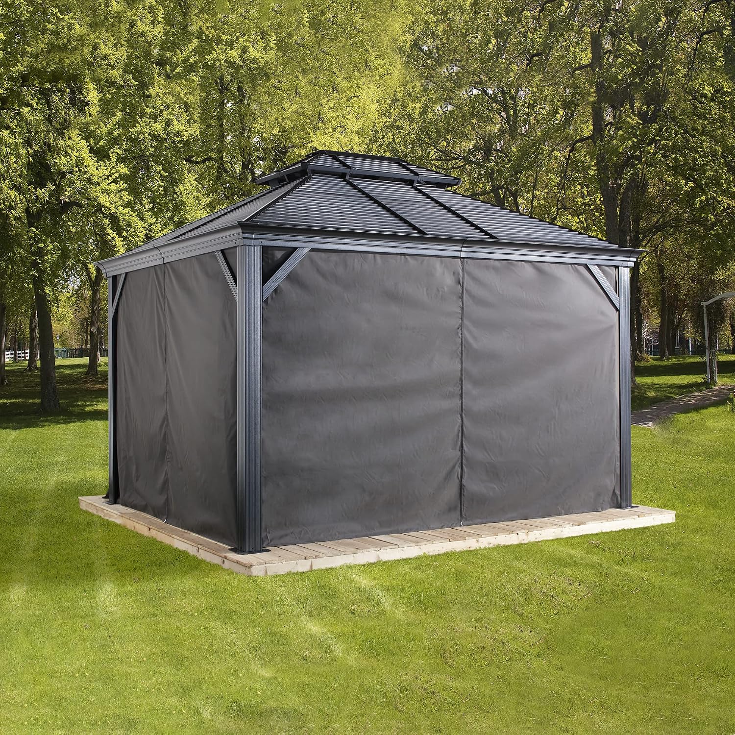 Sojag Accessories Set of 4 12' x 14' Curtains for Monaco/Messina/Mykonos Outdoor Gazebo Models, Grey
