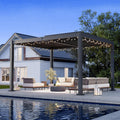 AirWire 10x12 FT Louvered Pergola, Outdoor Pergola with 2 Independent Adjustable Roof and Drainage System, Metal Patio Pavilion, Hardtop Gazebo for Patio, Deck, Garden, Dark Gray