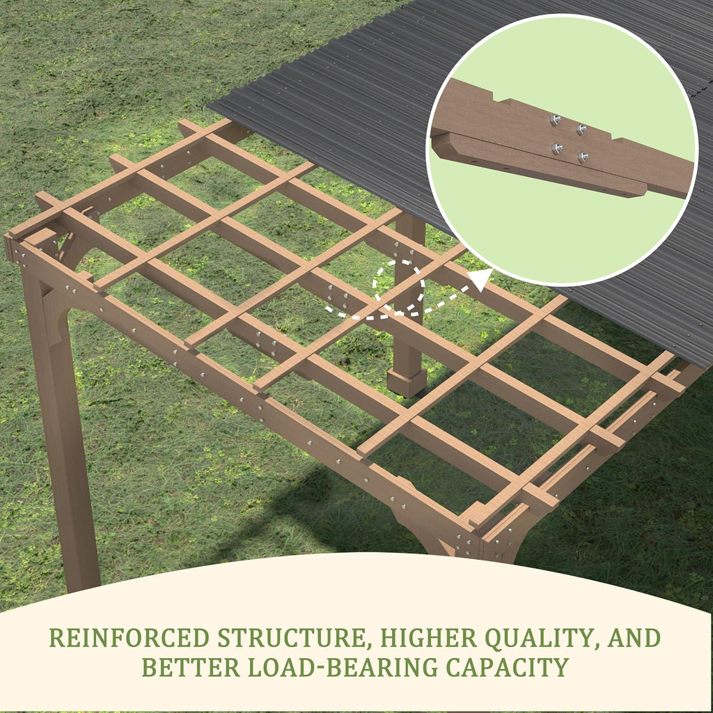 MUPATER 10x20 FT Grill Gazebo with Sloping Metal Roof, Wood Gazebo with 5.5'' Post, Strong Load-Capacity, Heavy Duty BBQ Canopy for Outdoor Grill, Patio, Lawn, Garden, Brown