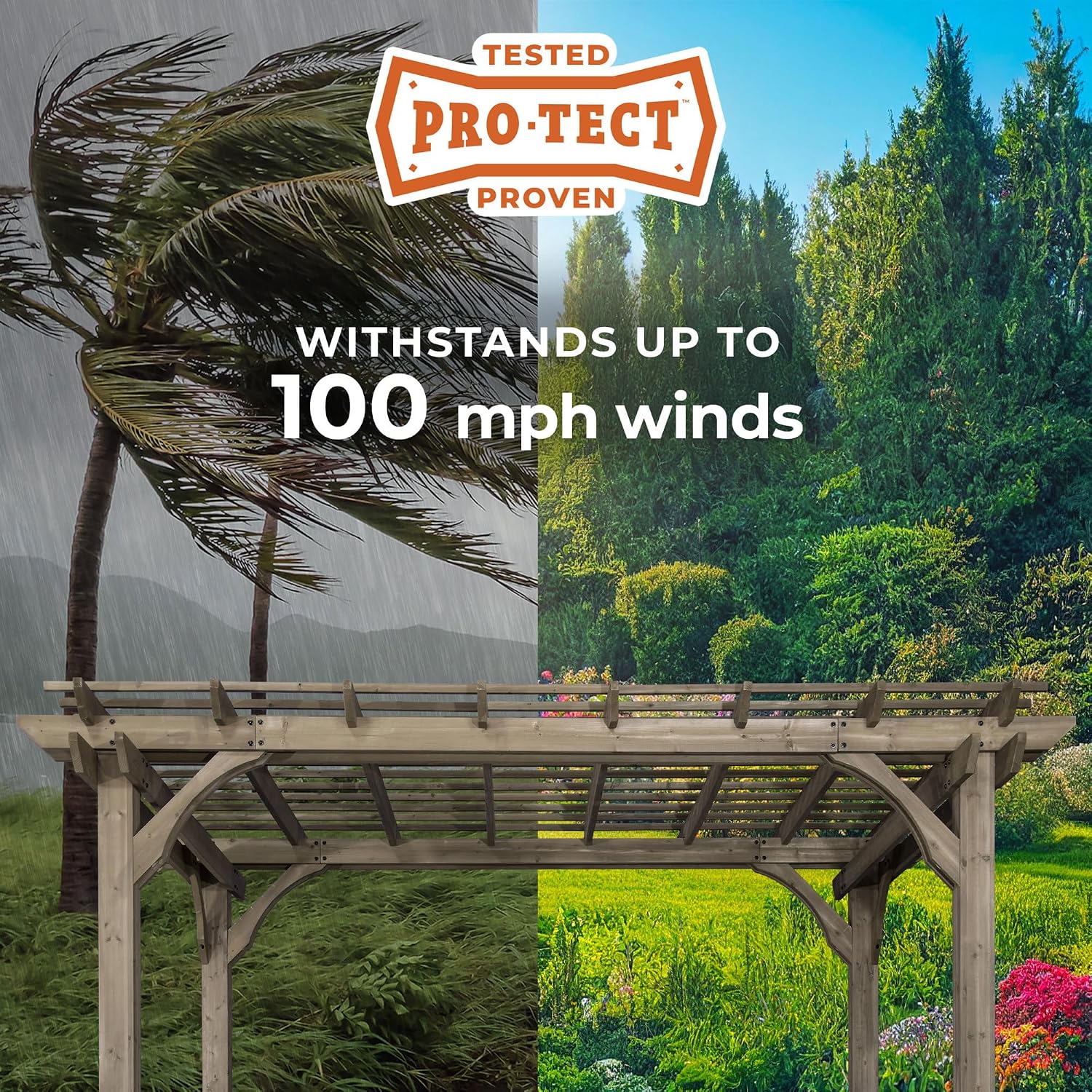 Backyard Discovery Somerville 14' x 10' Cedar Wood Pergola Kit with Trellis Roof, All-Season Durability, High-Wind Rating, PowerPort, Shade for Outdoor Patio, Deck, Garden, and Entertaining